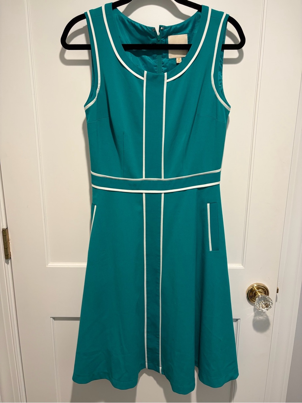 Modcloth A Lot to Author Teal Dress with White Piping